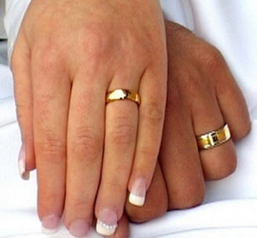 Обручальные кольца на руке